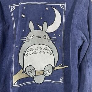 Studio Ghibli My Neighbor Totoro Blue Sewn Corduroy Art Button Shirt Mens Medium